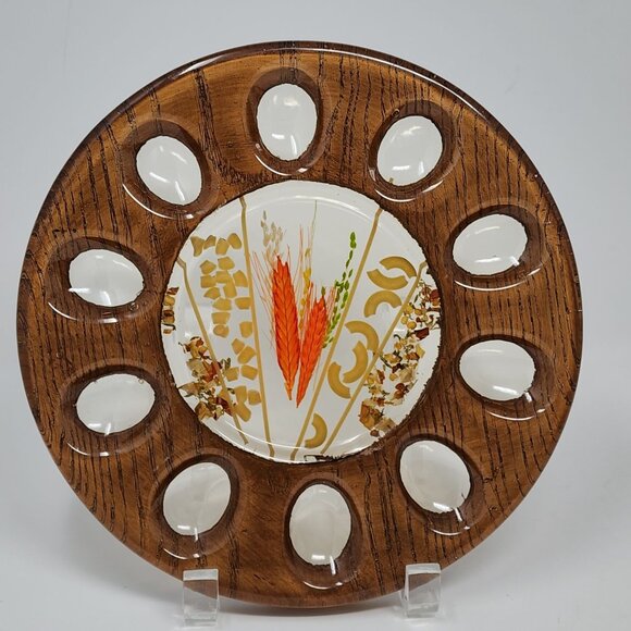 Resin Deviled Egg Tray Dried Flowers and Pasta 8.5" Design Gifts Vintage - Picture 1 of 9